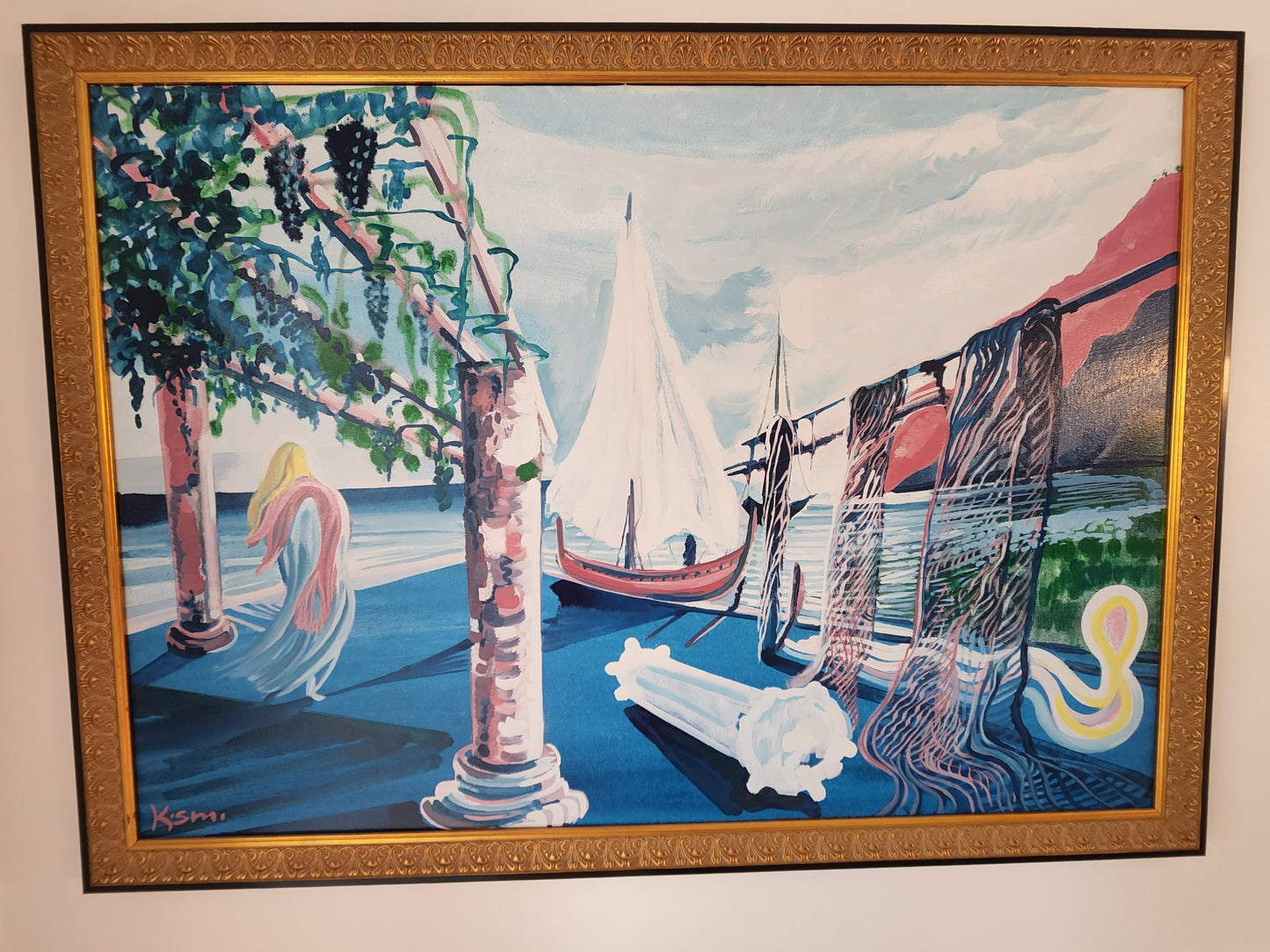 Greek View By Italian Artist Auturo Kosmo