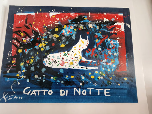 Gatto Di Notte original By Italian Artist Auturo Kosmo