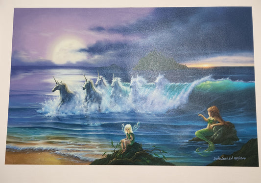 Sea Unicorn and Mermaids by Jim Warren